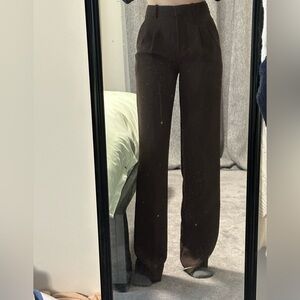 Brown Aritzia Wide-Leg Trousers